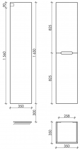 Шкаф-пенал SANCOS Norma 2.0 подвесной, белый глянец 350х350х1650, PNR2.035W