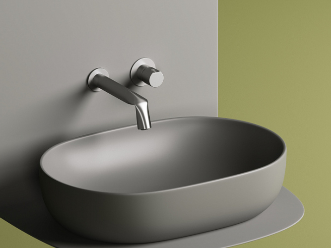 Умывальник CERAMICANOVA Element чаша накладная овальная (цвет Антрацит Матовый) CN6047MH