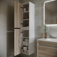 Шкаф-пенал SANCOS Smart подвесной, дуб бардолино/белый 350х300х1600, PSM35E