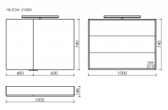 Зеркальный шкаф SANCOS Hilton с LED подсветкой 1000x148х740, Z1000