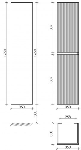 Шкаф-пенал SANCOS Snob R подвесной, Beige Soft 350х350х1650, PSNR35CE