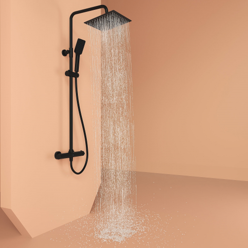 Душевая система Sancos Kanedo с термостатом черный матовый,SC7100MB