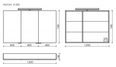 Зеркальный шкаф SANCOS Hilton с LED подсветкой 1200x148х740, Z1200