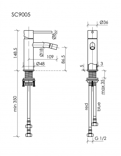 Смеситель для биде SANCOS Etna, вороненая сталь, SC9005GG