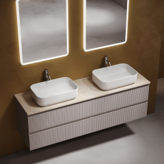 Тумба подвесная SANCOS Snob T 790х445х500, c двумя ящиками оснащенными доводчиками, Doha Soft, цвет Kreman, SNT80SM