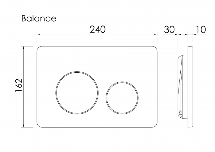 Кнопка смыва Balance, клавиши Square, цвет хром глянцевый, CN12-002CH