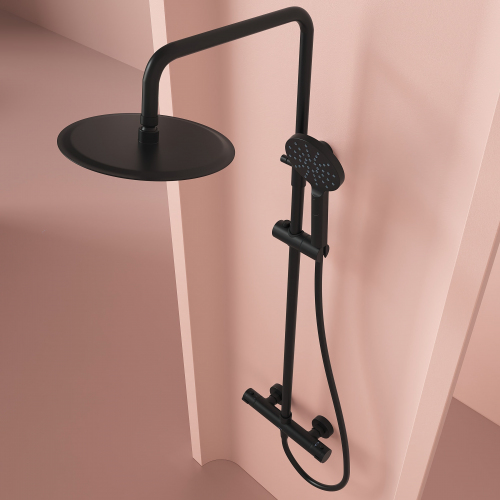 Душевая система Sancos Kanedo с термостатом черный матовый,SC7200MB