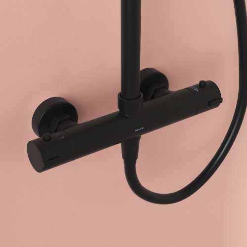 Душевая система Sancos Kanedo с термостатом черный матовый,SC7200MB