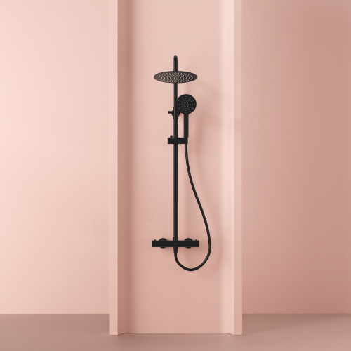 Душевая система Sancos Kanedo с термостатом черный матовый,SC7200MB