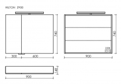 Зеркальный шкаф SANCOS Hilton с LED подсветкой 900x148х740, Z900