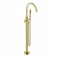 Смеситель для ванны напольный SANCOS Etna, брашированное золото, PVD покрытие, SC9009BG