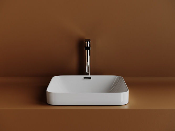Раковина встраиваемая сверху CERAMICANOVA Element с отверстием слива - перелива квадратной формы CN6077