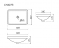 Раковина встраиваемая сверху CERAMICANOVA Element с отверстием слива - перелива прямоугольной формы CN6078
