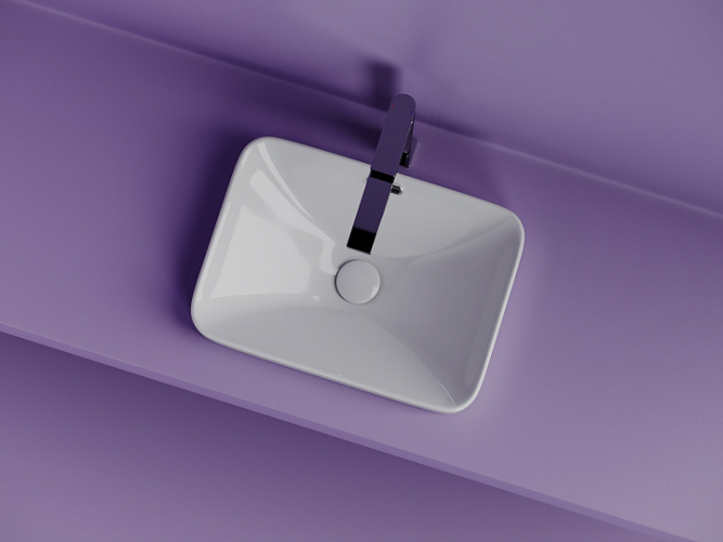 Раковина встраиваемая сверху CERAMICANOVA Element с отверстием слива - перелива прямоугольной формы CN6078