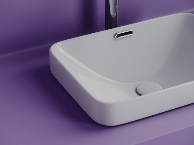 Раковина встраиваемая сверху CERAMICANOVA Element с отверстием слива - перелива прямоугольной формы CN6078