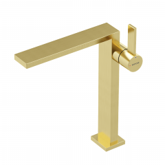 Смеситель для раковины SANCOS высокий Linn, брашированное золото, PVD покрытие, SC9020BG