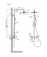 Душевая система с термостатом SANCOS Etna, вороненая сталь, SC9007GG