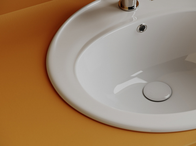 Раковина встраиваемая сверху CERAMICANOVA Sun с отверстием слива - перелива овальной формы CN6079