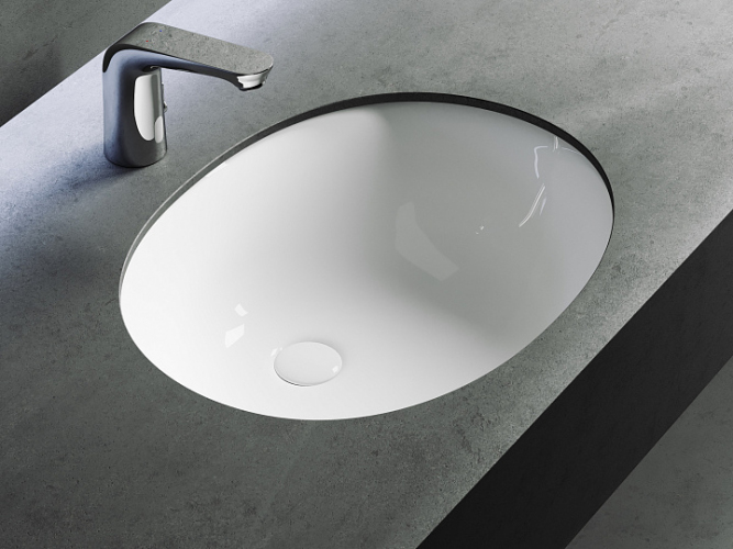Умывальник CERAMICANOVA Element овальный встраиваемый под столешницу с крепежом и шаблоном для установки CN6043