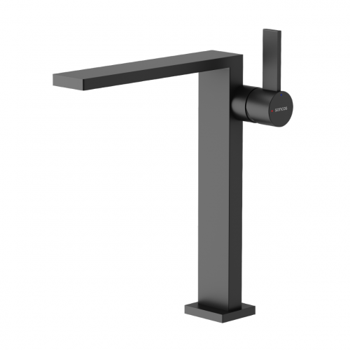 Смеситель для раковины SANCOS высокий Linn, черный матовый, SC9020MB