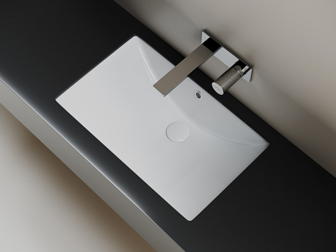 Раковина встраиваемая снизу CERAMICANOVA Era прямоугольной формы с отверстием слива- перелива CN6082