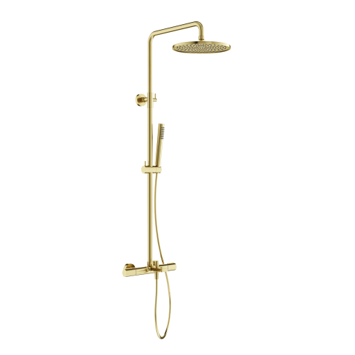 Душевая система с термостатом SANCOS и изливом Etna, брашированное золото, PVD покрытие, SC9008BG