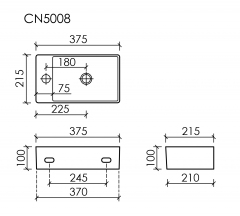 Умывальник CERAMICANOVA Element подвесной прямоугольный (отверстие под смеситель L) CN5008