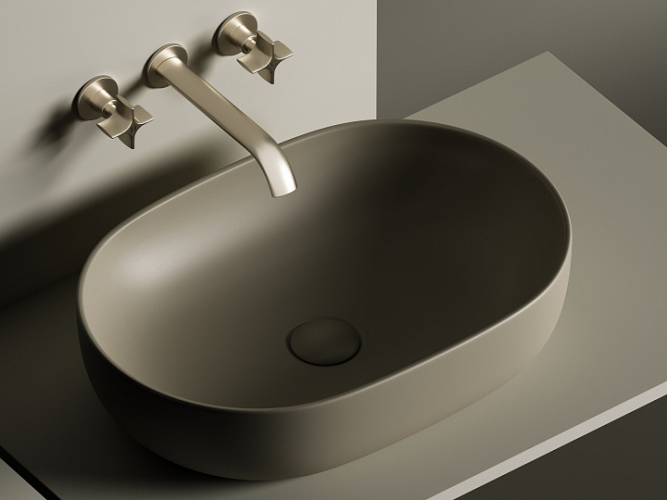 Умывальник CERAMICANOVA Element чаша накладная овальная (цвет Капучино Матовый) CN6047MC