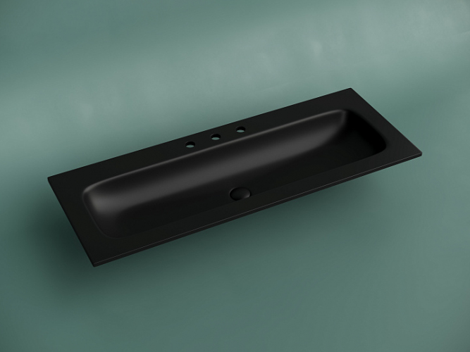 Раковина мебельная CERAMICANOVA Grace прямоугольная, с 3 мя отверстиями под смеситель, цвет черный матовый, CN7024MB