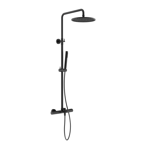 Душевая система с термостатом SANCOS и изливом Etna, черный матовый, SC9008MB