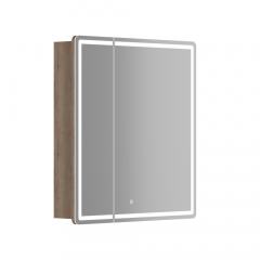 Зеркальный шкаф SANCOS для ванной комнаты SANCOS Mirror 690x150х740 мм, с LED подсветкой, цвет дуб галифакс натуральный, с розеткойарт. MI70EG