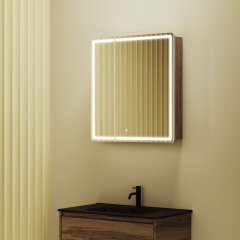 Зеркальный шкаф SANCOS для ванной комнаты SANCOS Mirror 690x150х740 мм, с LED подсветкой, цвет дуб чарльстон, с розеткой, MI70ECH