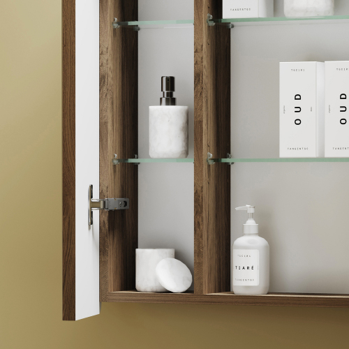 Зеркальный шкаф SANCOS для ванной комнаты SANCOS Mirror 690x150х740 мм, с LED подсветкой, цвет дуб чарльстон, с розеткой, MI70ECH