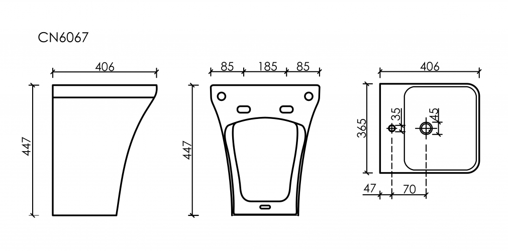 Раковина моноблок подвесная CERAMICANOVA DION CN6067
