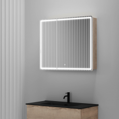 Зеркальный шкаф SANCOS для ванной комнаты SANCOS Mirror 890x150х740 мм, с LED подсветкой, цвет дуб галифакс натуральный, MI90EG