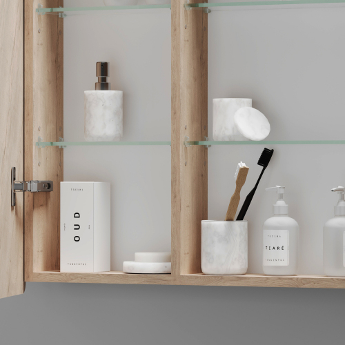 Зеркальный шкаф SANCOS для ванной комнаты SANCOS Mirror 890x150х740 мм, с LED подсветкой, цвет дуб галифакс натуральный, MI90EG