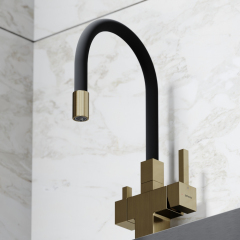 Смеситель для кухни Sancos Arno с гибким изливом, цвет брашированное золото/черный, SC4005BG