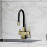 Смеситель для кухни Sancos Arno с гибким изливом, цвет брашированное золото/черный, SC4005BG