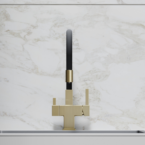 Смеситель для кухни Sancos Arno с гибким изливом, цвет брашированное золото/черный, SC4005BG