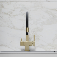 Смеситель для кухни Sancos Arno с гибким изливом, цвет брашированное золото/черный, SC4005BG