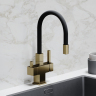 Смеситель для кухни Sancos Arno с гибким изливом, цвет брашированное золото/черный, SC4005BG