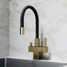 Смеситель для кухни Sancos Arno с гибким изливом, цвет брашированное золото/черный, SC4005BG