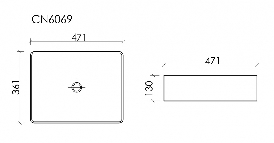 Накладная раковина CERAMICANOVA Element 361x471x130 мм CN6069MB