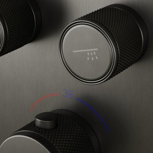 Душевой комплект SANCOS Space встраиваемый c термостатическим смесителем, цвет вороненая сталь , SC3006GMG