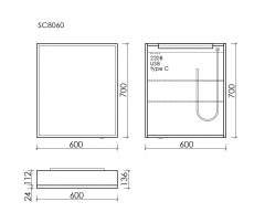 Зеркальный шкаф SANCOS для ванной комнаты из алюминия SANCOS Evoke 600x700х136 мм, с LED подсветкой, SC8060