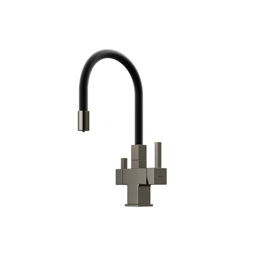 Смеситель для кухни Sancos Arno с гибким изливом, цвет вороненая сталь/черный, SC4005GG