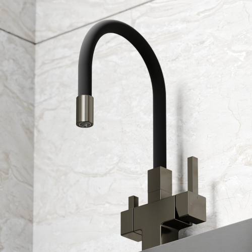 Смеситель для кухни Sancos Arno с гибким изливом, цвет вороненая сталь/черный, SC4005GG