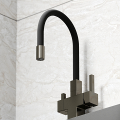 Смеситель для кухни Sancos Arno с гибким изливом, цвет вороненая сталь/черный, SC4005GG