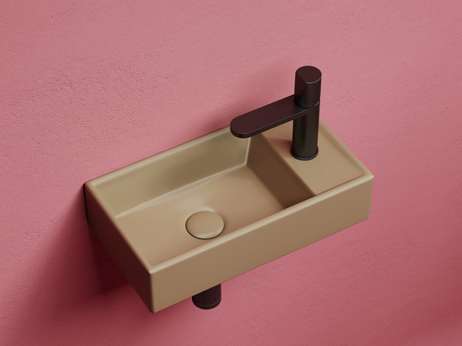 Умывальник CERAMICANOVA Element подвесной прямоугольный (чаша слева, отверстие под смеситель справа) цвет капучино матовый CN6051LMC