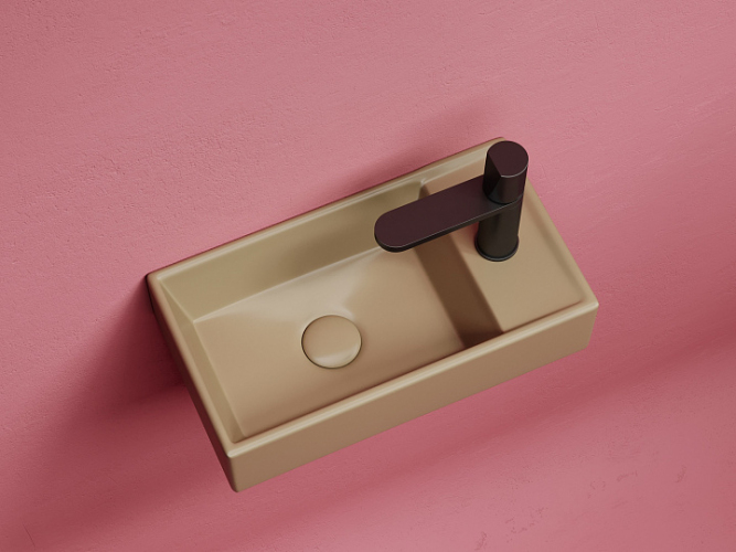 Умывальник CERAMICANOVA Element подвесной прямоугольный (чаша слева, отверстие под смеситель справа) цвет капучино матовый CN6051LMC